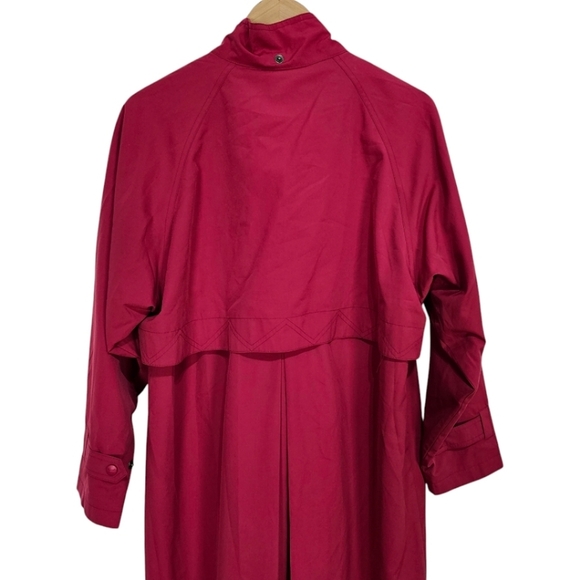 VTG L.L. Bean Long Trench Coat Sz Medium Burgundy Outdoor 80s 90s Nylon Jacket - Picture 9 of 14